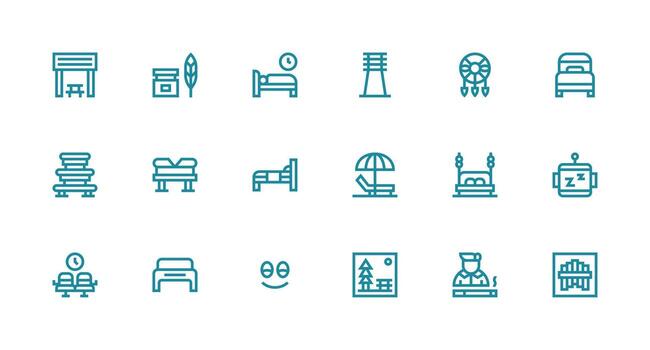 18 Icons for Rest in Strong Stroke Line Format Modern Icon Set vector