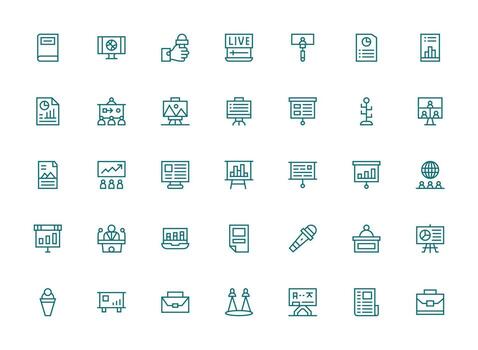 Presentation Design Icons featuring 35 in Regular Clean Line Style Scalable Icon Pack vector