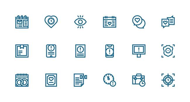 18 Strong Stroke Line Icons for Important Graphics User Interface Icons for Digital Products vector