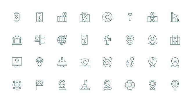 32 íconos para posición en Delgado línea formato escalable íconos para multiplataforma interfaces vector
