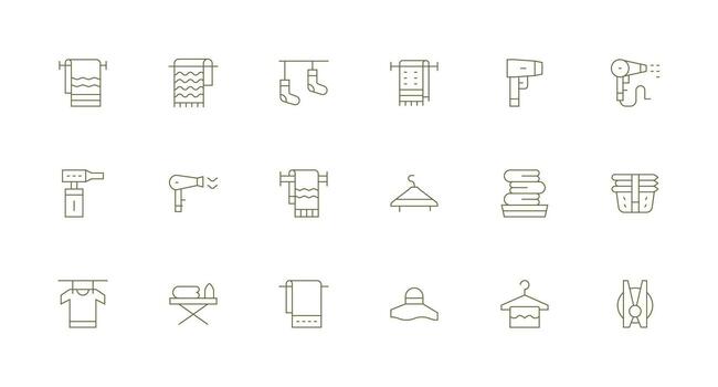 Minimal Line Icons from Drying Set with 18 Vectors Modern Icon Set