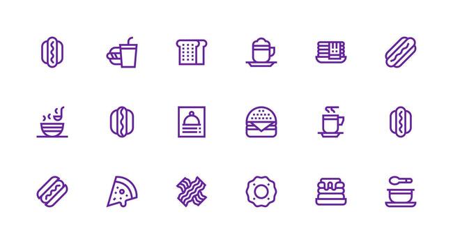 Diner featuring 18 Icons in Strong Stroke Line Design Dashboard Icon Series vector