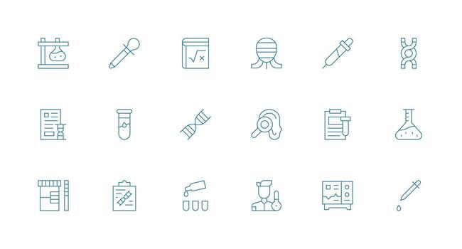 prueba icono conjunto con 18 mínimo línea gráficos estándar icono paquete vector