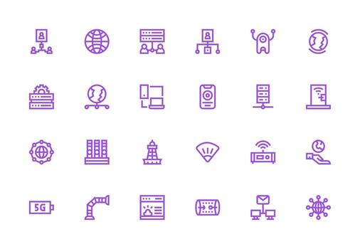 Network Set with 24 Thick Line Line Icons Icon Set for Web vector