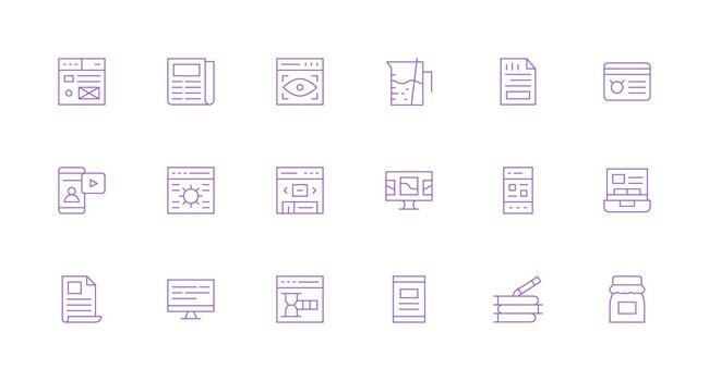 Minimal Line Icons from Content Set with 18 Vectors Theme-Based Icon Pack