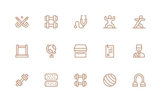 Regular Line Icons from Physical Set with 15 Vectors Organized Pack for Project Assets