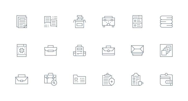 Documents Visual Pack containing 18 Minimal Line Icons Multi-Style Icon Collection vector