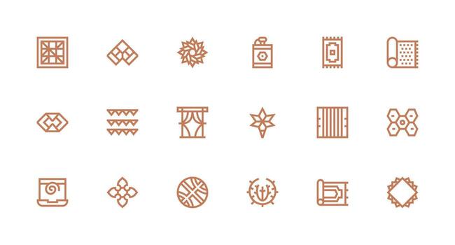 Patterned Icon Set with 18 Strong Stroke Line Graphics Neatly Designed Icons for Web Platforms vector