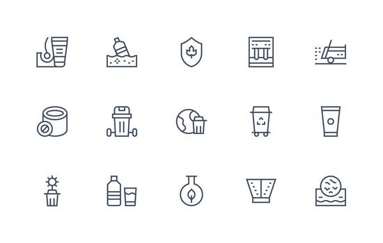 Recycling featuring 15 Icons in Regular Line Design Icons Built for Visual Consistency Pack vector