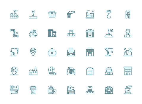 35 regular limpiar línea vectores para fábrica tema web y aplicación icono paquete colección