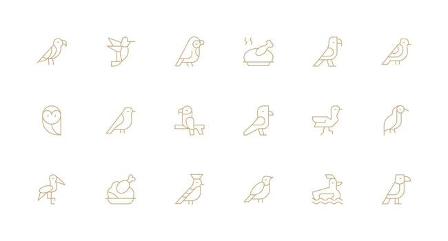 Minimal Line Style Avian Icons with 18 Vectors Complete Icon Bundle for Web Design