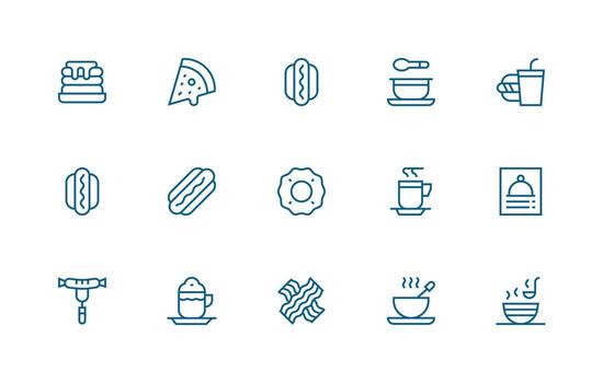 15 íconos para cena en regular línea formato compacto icono conjunto vector