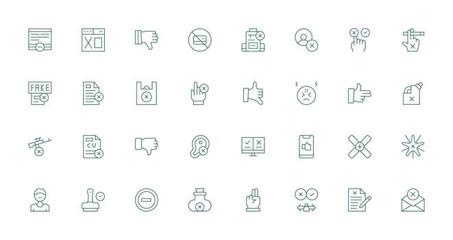 32 Thin Line Style Icons from Reject Collection Quick Access Icons for UI Development vector