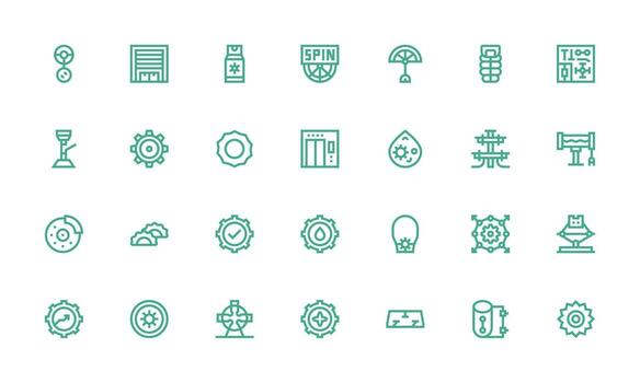 mecanismo conjunto con 28 negrita línea íconos esencial íconos para rápido ui edificio vector