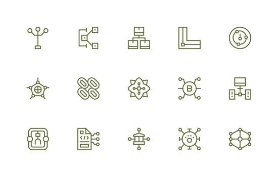 Node Icon Collection with 15 Regular Line Designs Icon Set vector