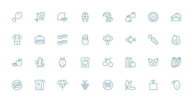 Diet Icon Collection with 32 Thin Line Designs Dashboard Icon Series vector