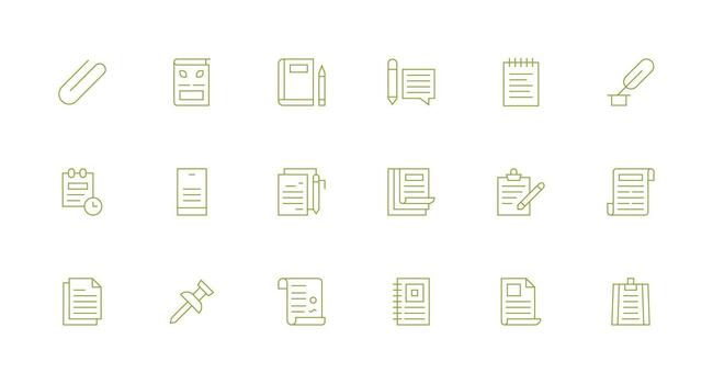 Memo Set with 18 Minimal Line Icons Organized Icon Pack for Quick Access vector