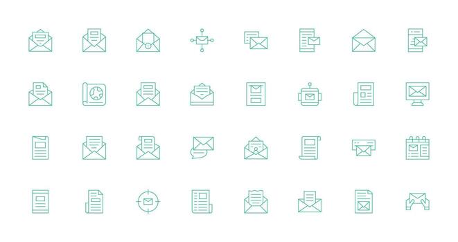 Newsletter Visual Pack containing 32 Thin Line Icons Modern Icon Set vector