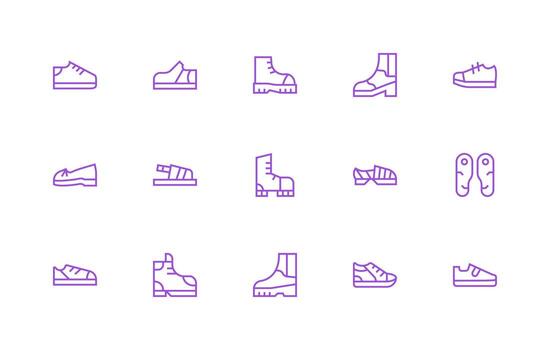 Sole featuring 15 Icons in Regular Line Design Simple Icons for Interface and Wireframes vector