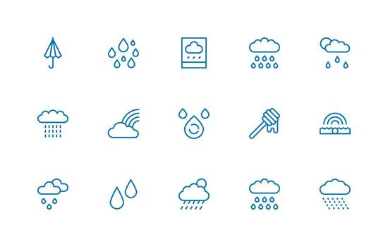 Regular Line Icons from Drizzle Set with 15 Vectors Versatile Icon Collection for Designers