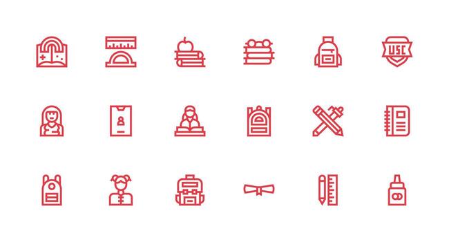 Student featuring 18 Icons in Strong Stroke Line Design User Interface Icons for Digital Products vector