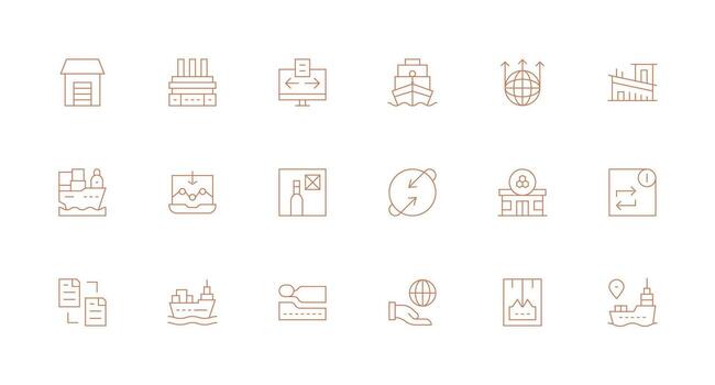 Export Visual Pack containing 18 Minimal Line Icons Minimal Icon Set for Interface Projects vector