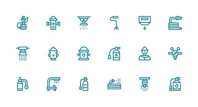 Hose Icon Set with 18 Strong Stroke Line Graphics Balanced Icon Set for Functional Design vector