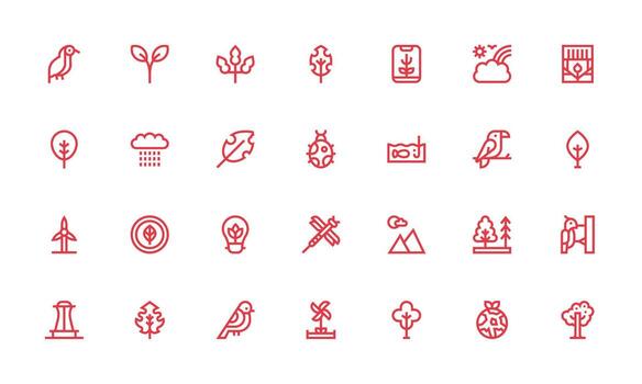 Environment Design Icons featuring 28 in Bold Line Style Simplified Icon Pack for Visual Tools vector