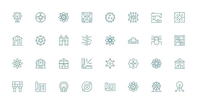 Schematic Design Icons featuring 32 in Thin Line Style Complete Icon Set for Mobile Apps vector
