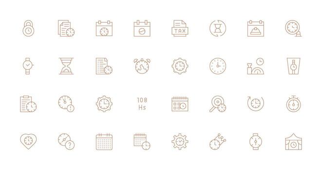 32 Thin Line Style Icons from Deadline Collection Minimal Icon Set for Interface Projects vector