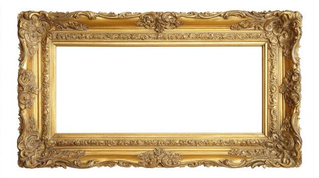 Ornate Gold Frame with Empty Space, Ideal for Artwork Presentation and Creative Design Projects photo