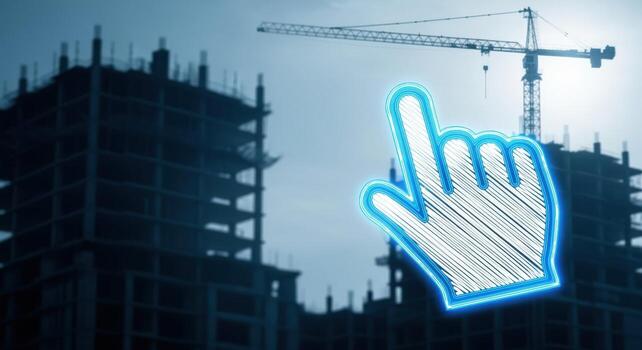 Construction Site with Cursor Click Overlay Real Estate Development, Online Building Permits, and Digital Construction Management photo