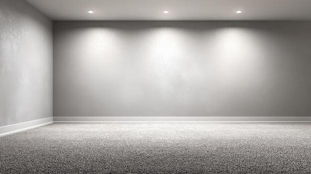 Empty Room with Recessed Lighting and Textured Walls, Ideal for Interior Design Mockups and Product Display photo