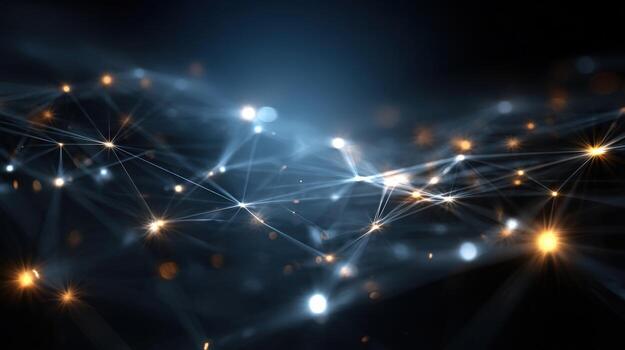 Abstract Network Connection with Glowing Nodes, Representing Technology, Communication, and Futuristic Innovation Background photo