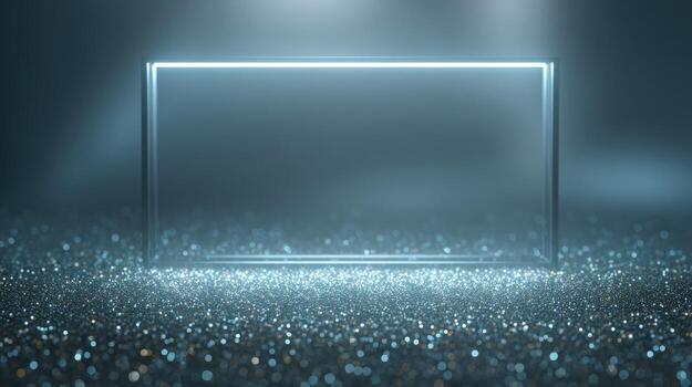 Illuminated Rectangular Frame Display with Glittering Surface, Ideal for Product Showcase and Modern Presentations photo