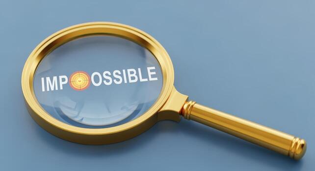 Possible Through Magnification Transform Impossible into Possible with Focus and Determination, Business Concept photo