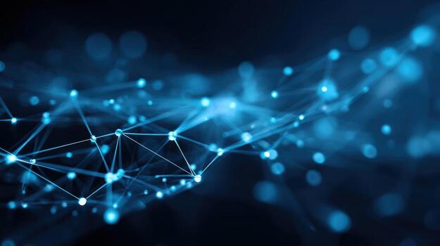 Abstract Network Connection Concept with Blue Light, Representing Digital Communication and Data Flow photo