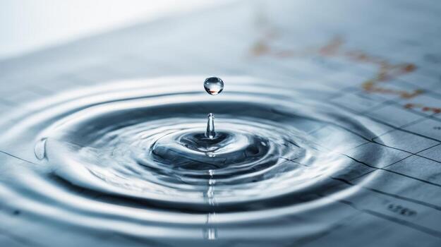 Water Drop Impact Creating Ripples on Graph, Symbolizing Market Volatility and Financial Analysis photo