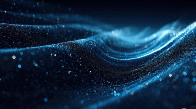 resumen oscuro azul ondulado antecedentes con brillante partículas - futurista tecnología y innovación concepto foto