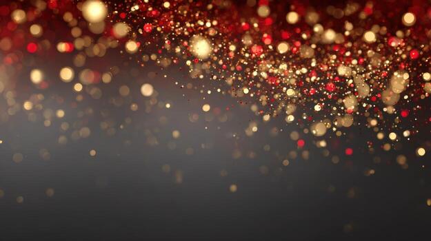 Elegant Sparkling Particles Background with Gold and Red Glitter for Festive Celebrations and Design photo