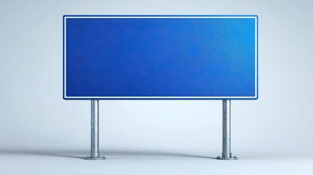 Blank Blue Sign Isolated on White Background, Ideal for Custom Messages and Design Elements photo