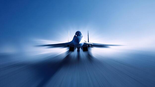 Fighter Jet Speeding Through the Sky with Motion Blur, Representing Air Force Power photo