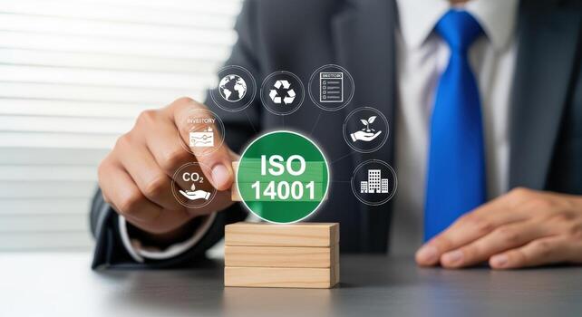 Environmental Management System ISO 14001 A Businessmans Commitment to Sustainable Practices and Green Initiatives photo