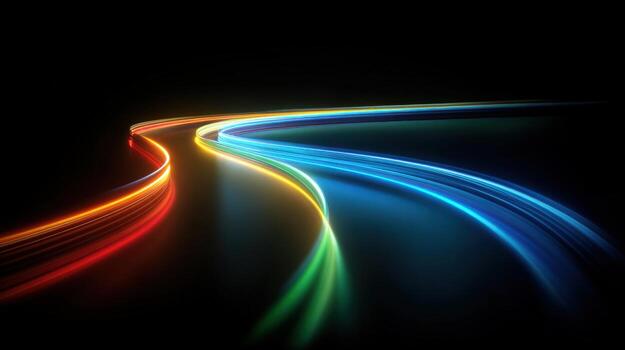 Dynamic Light Streaks on Black Background Abstract Motion Design for Technology and Future Concepts photo