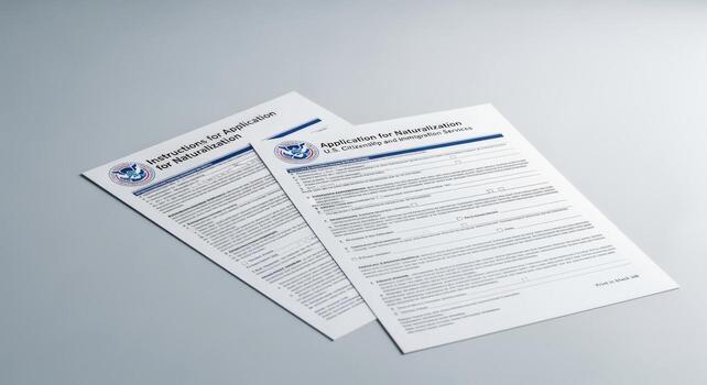 Naturalization Application Form on Gray Background Displaying Citizenship Process and Immigration Paperwork photo