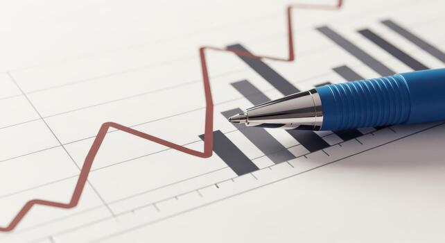 Business Growth Chart with Pen Showing Upward Trend, Data Analysis and Positive Financial Performance photo