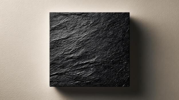 Dark Stone Square A Premium Material Block for Construction and Design Mockups, Close-Up Shot photo