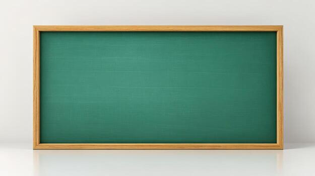Clean Green Chalkboard with Wooden Frame Leaning Against a Wall, Ideal for Educational Mockups photo