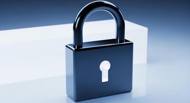 Padlock Illustrating Security, Data Protection, and Encryption in Cybersecurity on a Geometric Background photo