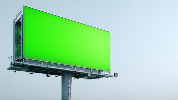 Billboard Mockup with Green Screen, Advertisement Space, and a Clear Sky Backdrop for Custom Messaging photo